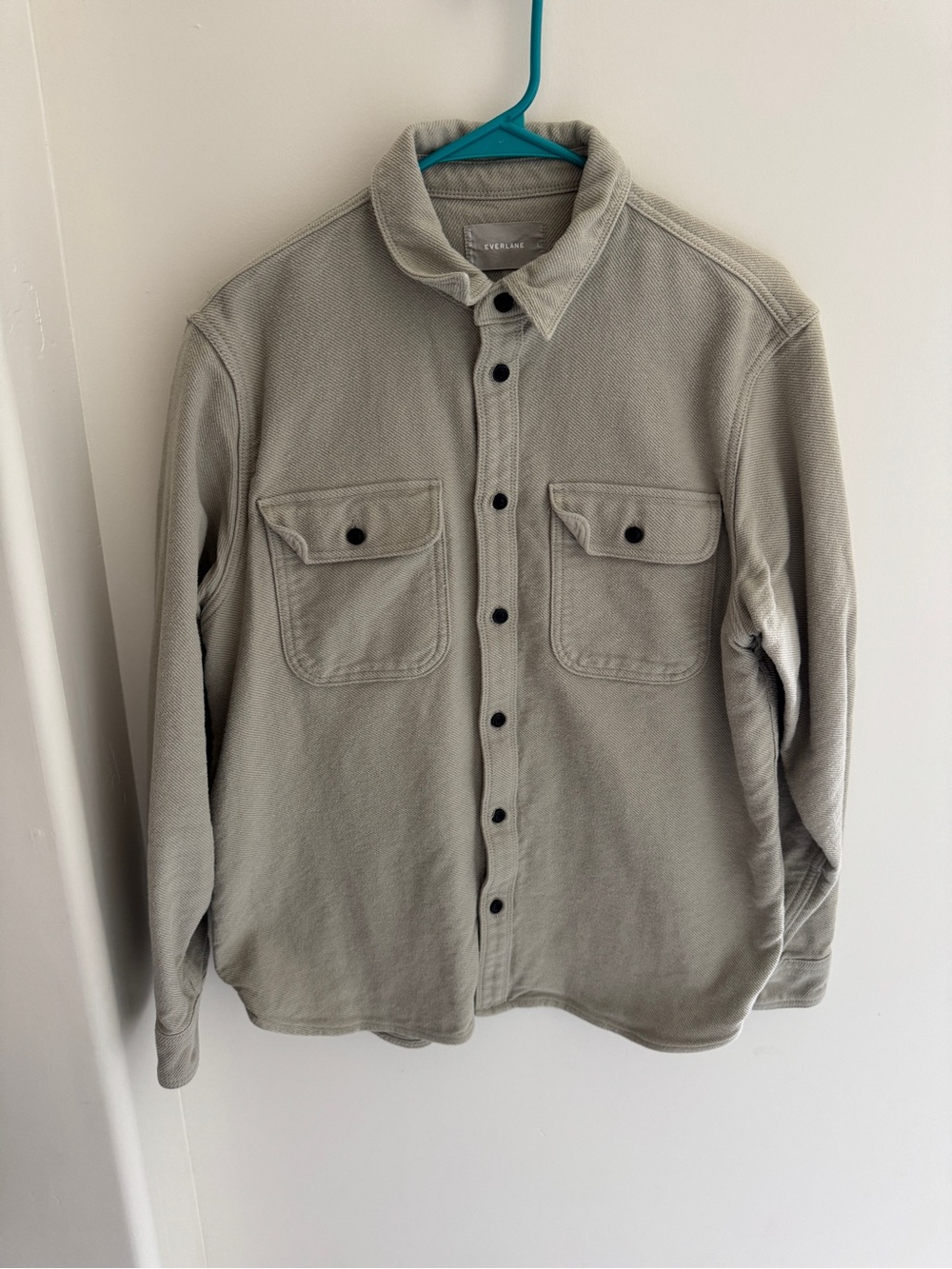 Everlane Light Green Button-Front Workwear Shirt Jacket